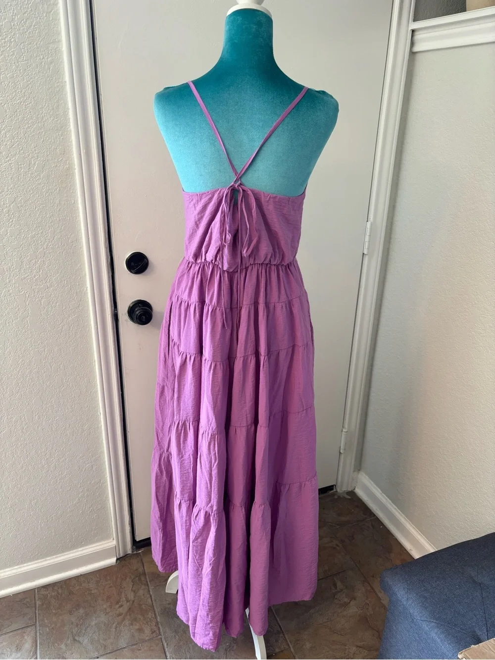 Abercrombie & Fitch Lavender Tiered V-Neck Maxi Dress